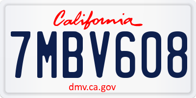 CA license plate 7MBV608