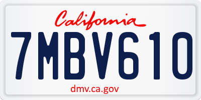 CA license plate 7MBV610