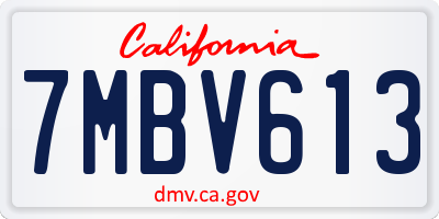 CA license plate 7MBV613