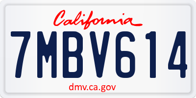 CA license plate 7MBV614