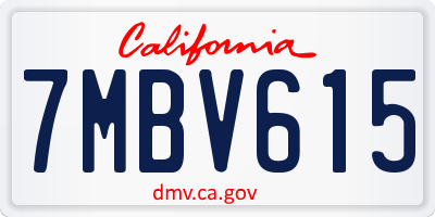CA license plate 7MBV615