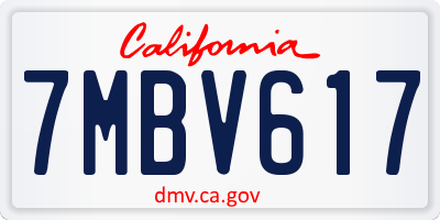 CA license plate 7MBV617