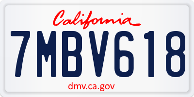 CA license plate 7MBV618