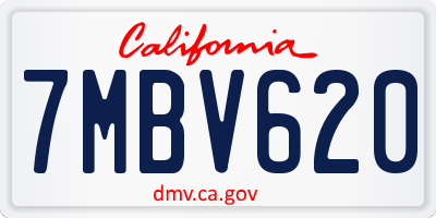 CA license plate 7MBV620