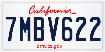 CA license plate 7MBV622