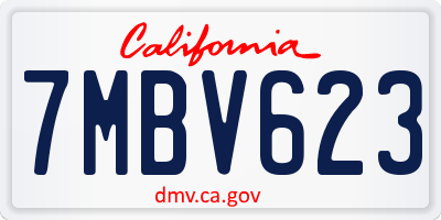 CA license plate 7MBV623