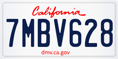 CA license plate 7MBV628