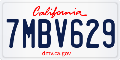 CA license plate 7MBV629