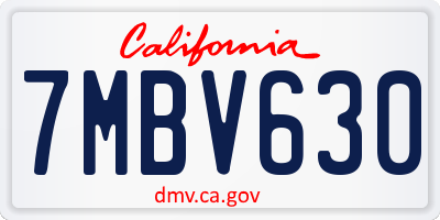 CA license plate 7MBV630