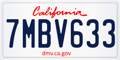 CA license plate 7MBV633