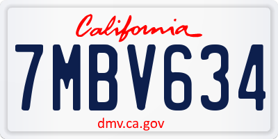 CA license plate 7MBV634