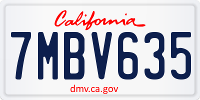 CA license plate 7MBV635