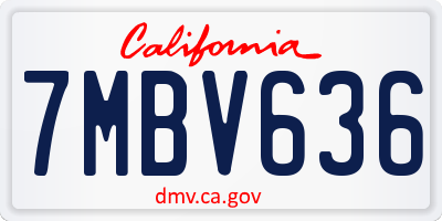 CA license plate 7MBV636