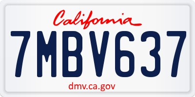 CA license plate 7MBV637