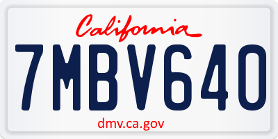 CA license plate 7MBV640