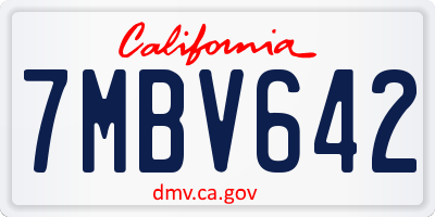 CA license plate 7MBV642