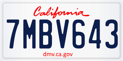 CA license plate 7MBV643