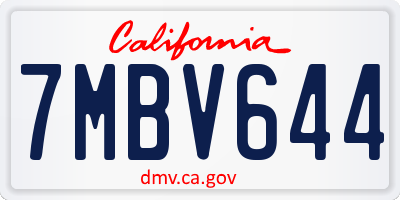 CA license plate 7MBV644