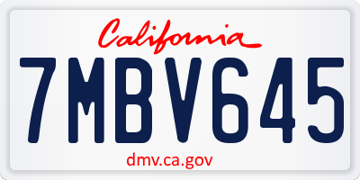 CA license plate 7MBV645