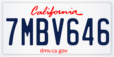 CA license plate 7MBV646