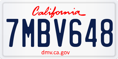 CA license plate 7MBV648