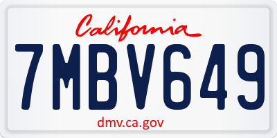 CA license plate 7MBV649
