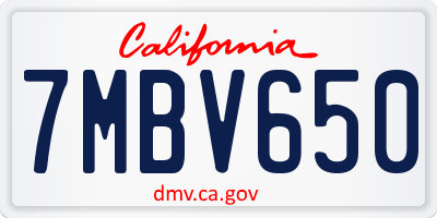 CA license plate 7MBV650