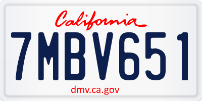 CA license plate 7MBV651