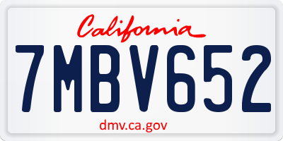 CA license plate 7MBV652