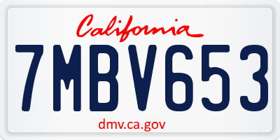 CA license plate 7MBV653