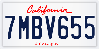 CA license plate 7MBV655