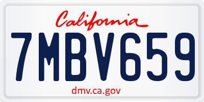 CA license plate 7MBV659