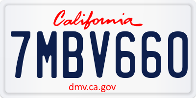 CA license plate 7MBV660