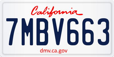 CA license plate 7MBV663