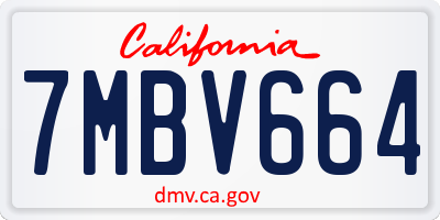 CA license plate 7MBV664