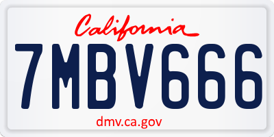 CA license plate 7MBV666