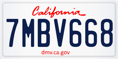 CA license plate 7MBV668