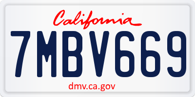CA license plate 7MBV669