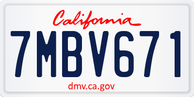 CA license plate 7MBV671