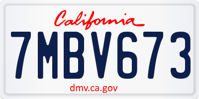 CA license plate 7MBV673