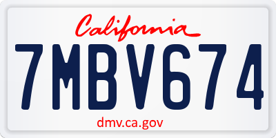 CA license plate 7MBV674