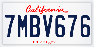 CA license plate 7MBV676