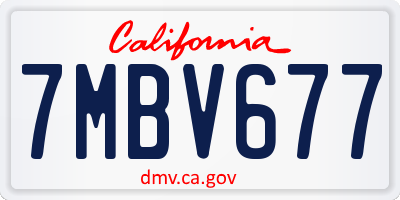 CA license plate 7MBV677