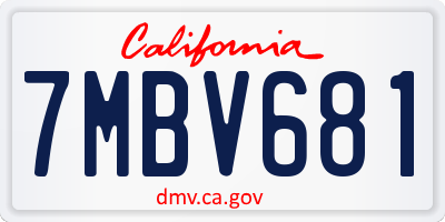 CA license plate 7MBV681