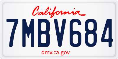 CA license plate 7MBV684