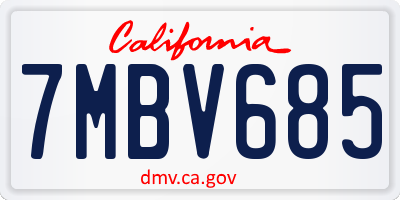 CA license plate 7MBV685