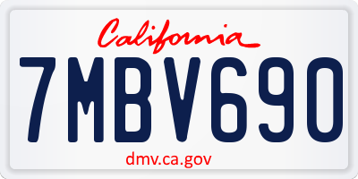 CA license plate 7MBV690