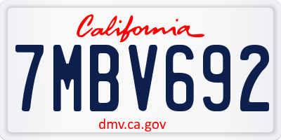 CA license plate 7MBV692