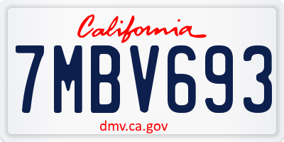 CA license plate 7MBV693