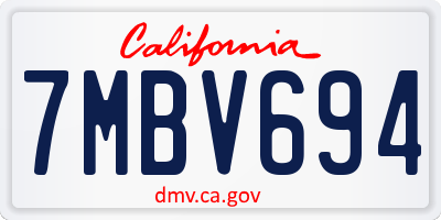 CA license plate 7MBV694